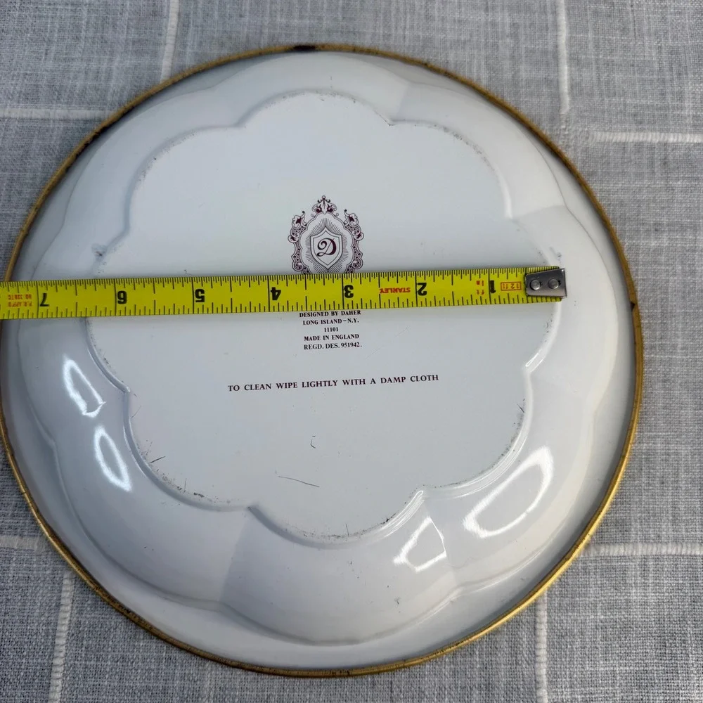 VTG 1971 Daher Decorated Ware Floral Metal Tin Bowl Trinket Tray Key Purse Bowl‎